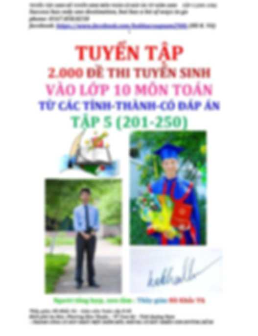 Tuyển Tập 2000 Đề Thi Tuyển Sinh Vào Lớp 10 Môn Toán Tập 5