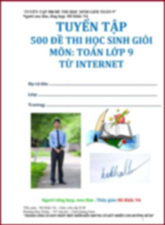 Tuyển Tập 500 Đề Thi Học Sinh Giỏi Toán 9