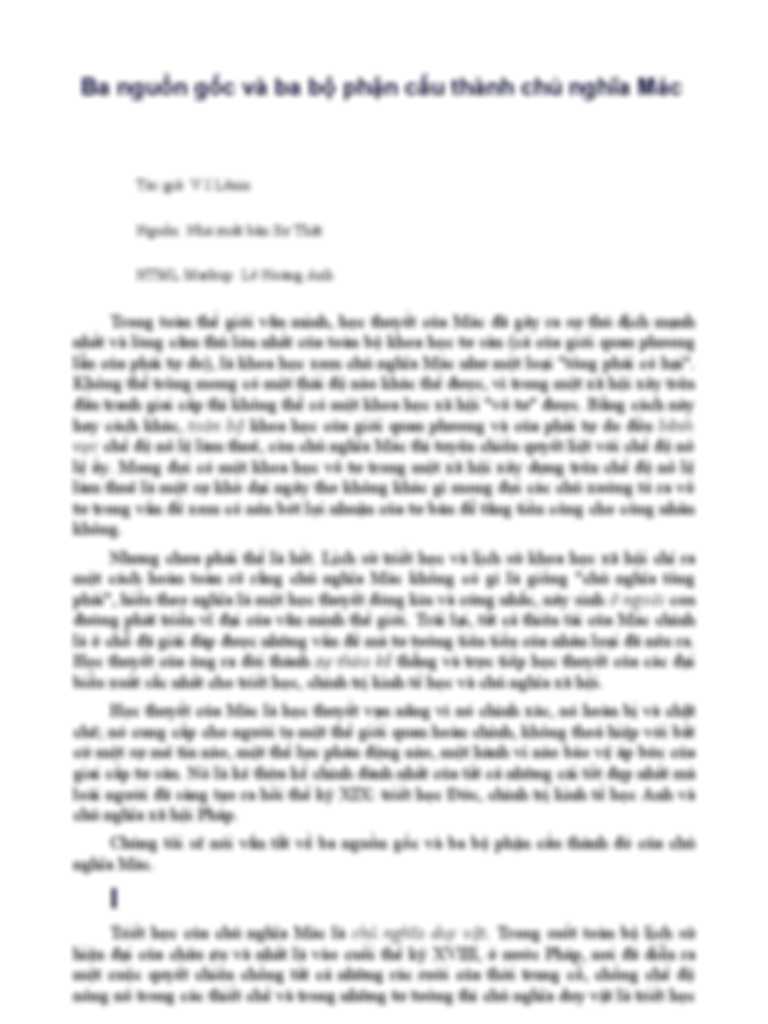 Ba nguồn gốc cấu thành chủ nghĩa Mác