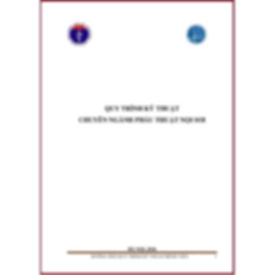 Quy trình kỹ thuật chuyên ngành phẫu thuật nội soi