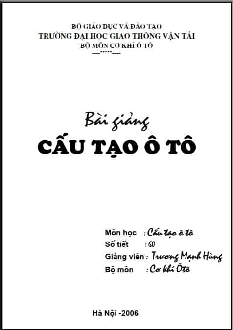 Bài giảng cấu tạo ô tô